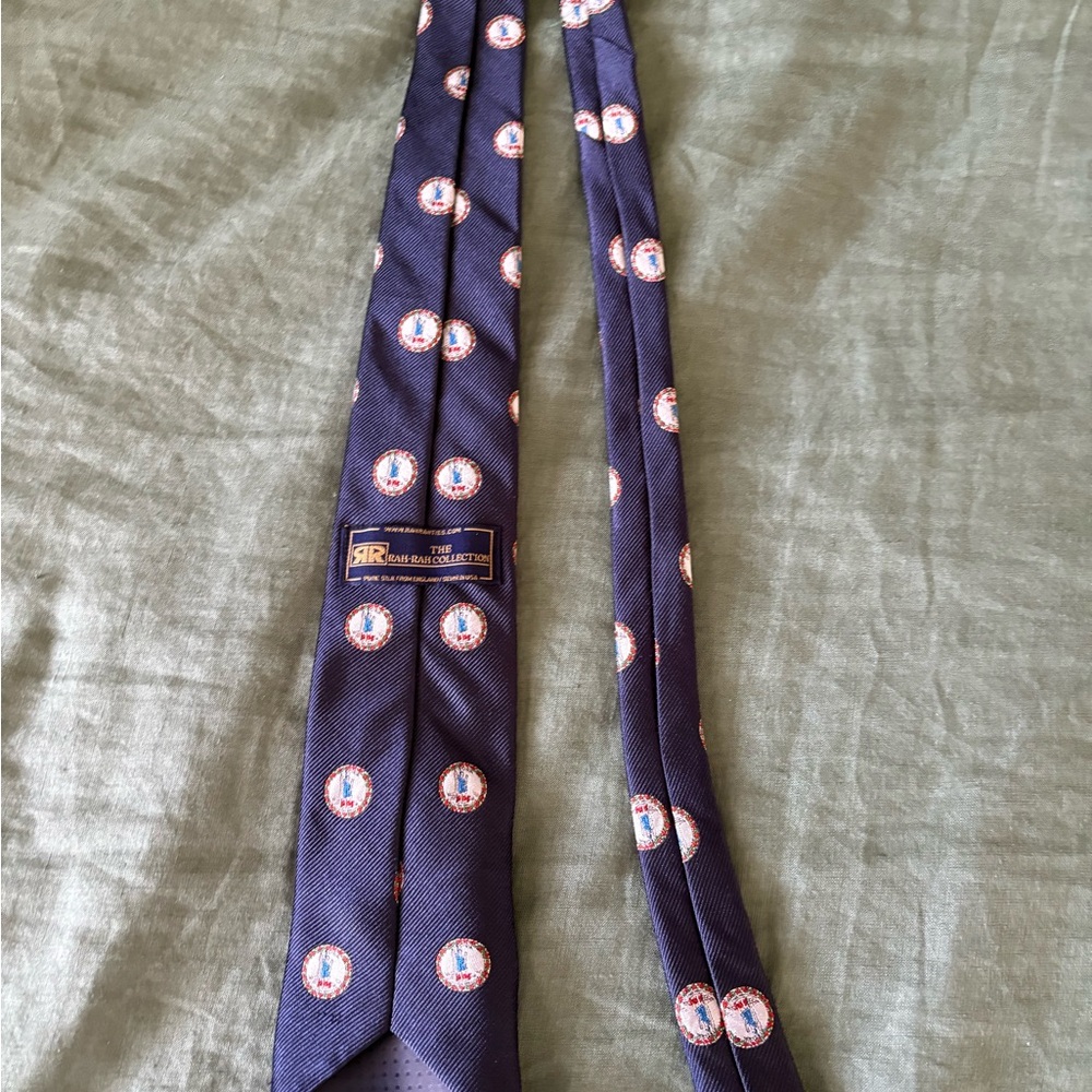 Elegant Navy Blue Tie with State of Virginia Emblem Pattern